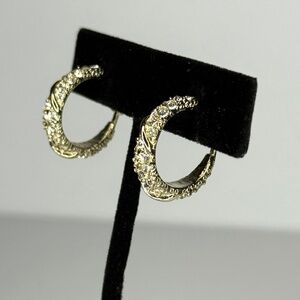 Gold Crystal Rhinestone Clip On Earrings